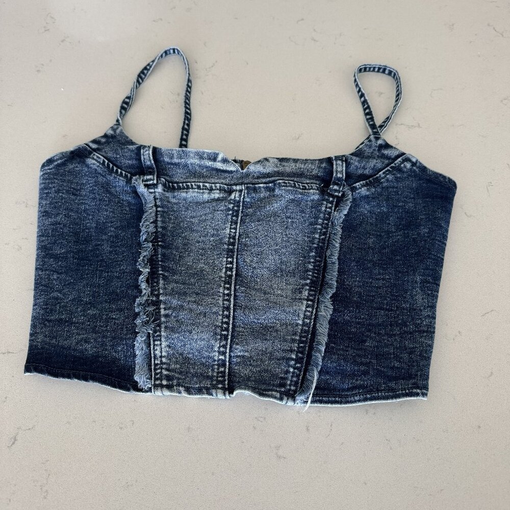 Sincerely Jules Blue color ,size small Denim Corset Boho Crop Top,